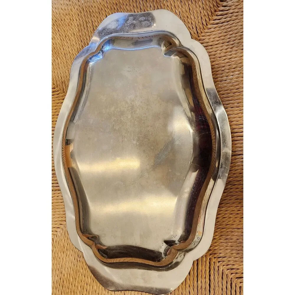 Vintage INOXBECK 18/8 Stainless Steel Oval Serving Tray – Made in Italy